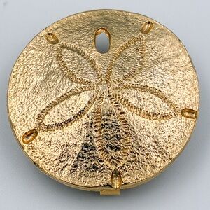 Gold-Tone Sand Dollar Brooch Pin Collectible Vintage Fashion Jewelry
